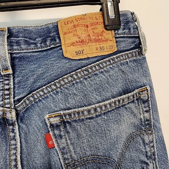 Vintage Levis 501-0115 Denim Jeans 30x24 Blue Altered Destoyed Punk Grunge 80s